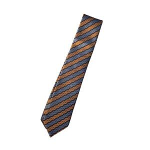 Ermenegildo Zegna 100% Silk Rust and Grey Striped Tie